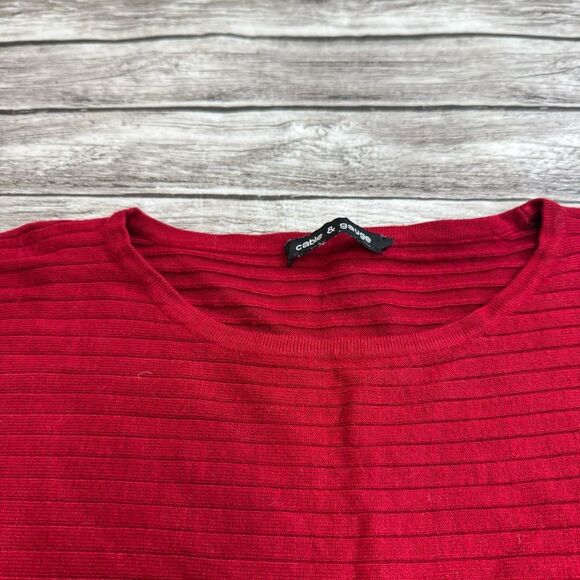 Cable & Gauge Women's Dolman Sleeve Sweater S SM Small Ruby Red Buttons Ribbed - Picture 4 of 12
